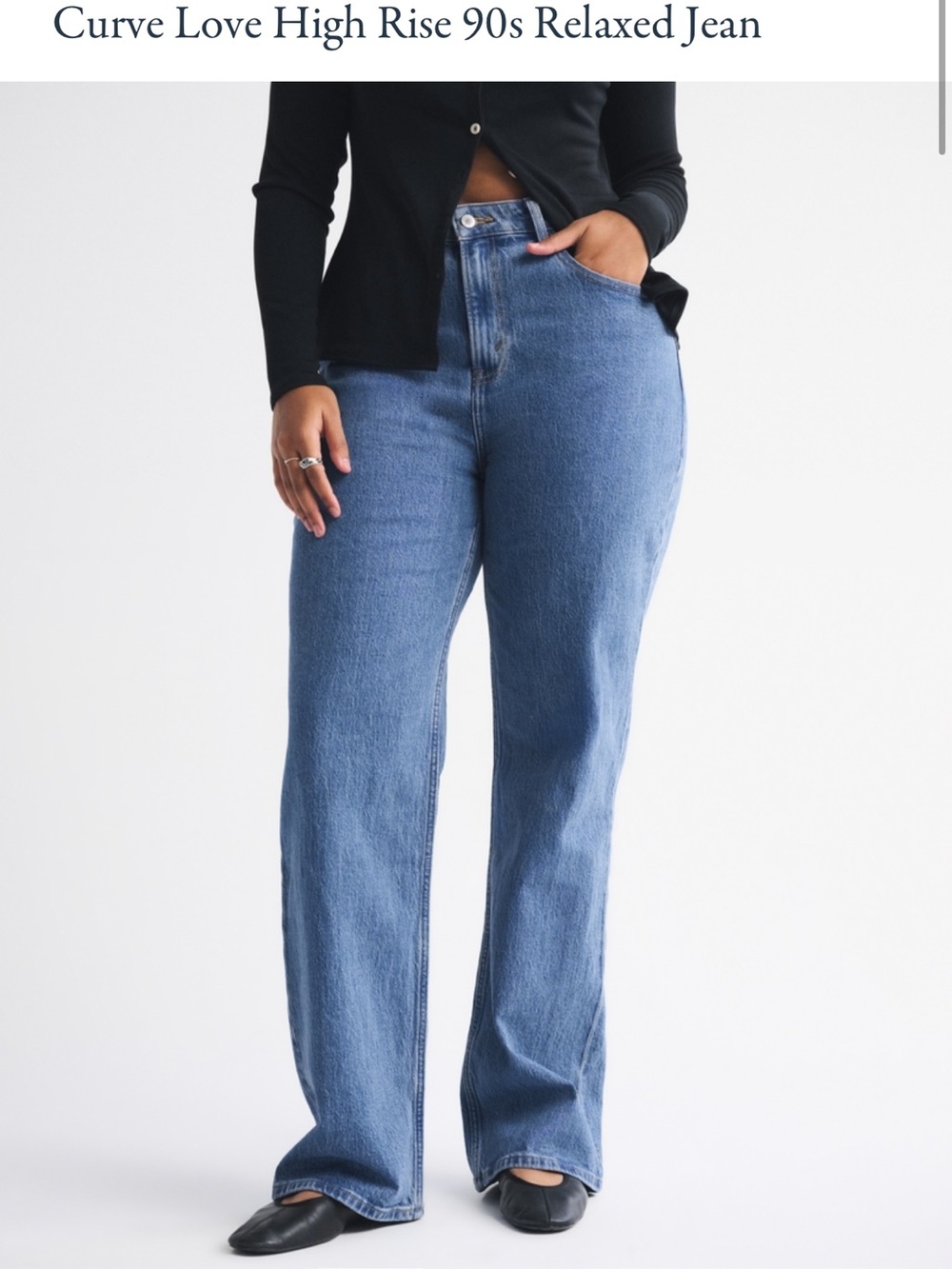 Abercrombie & Fitch Curve Love High-Rise 90s Relaxed Jeans in Medium Blue Denim